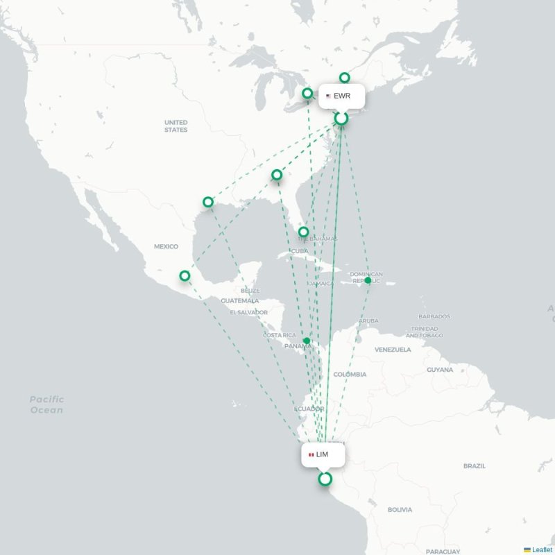 EWR - LIM route map