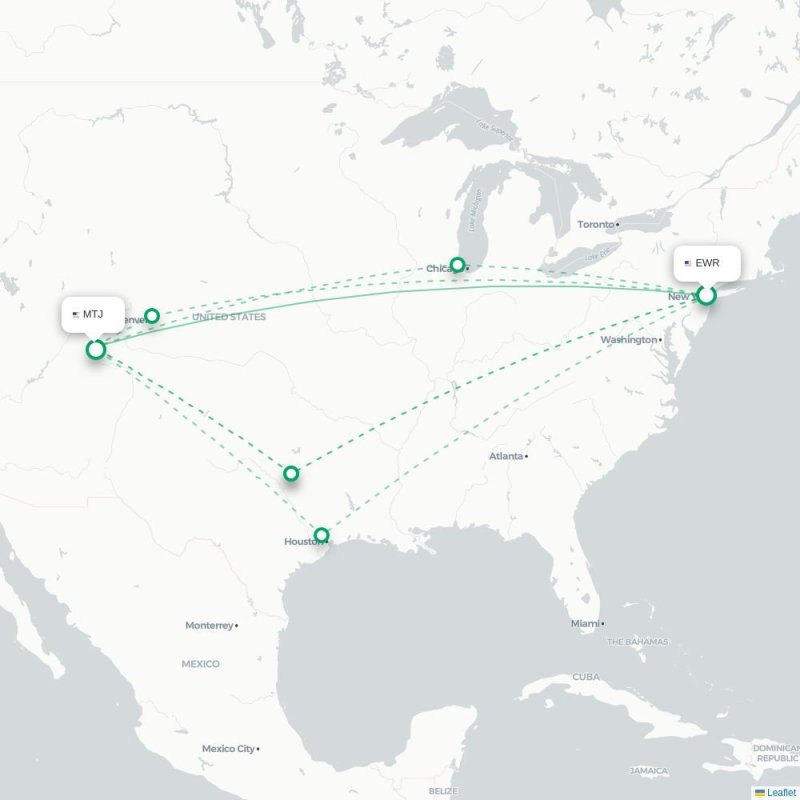 EWR - MTJ route map