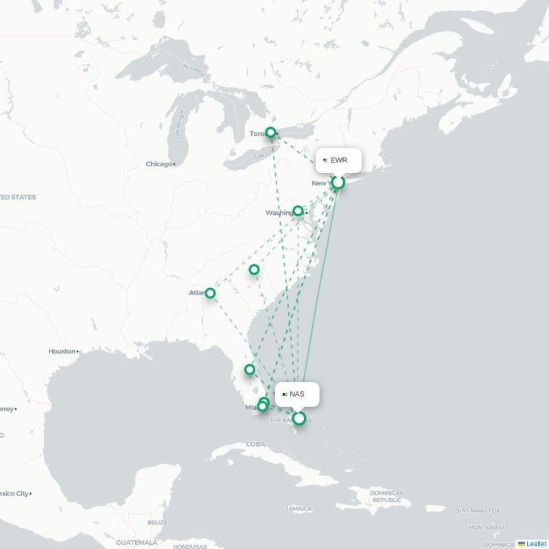 EWR - NAS route map