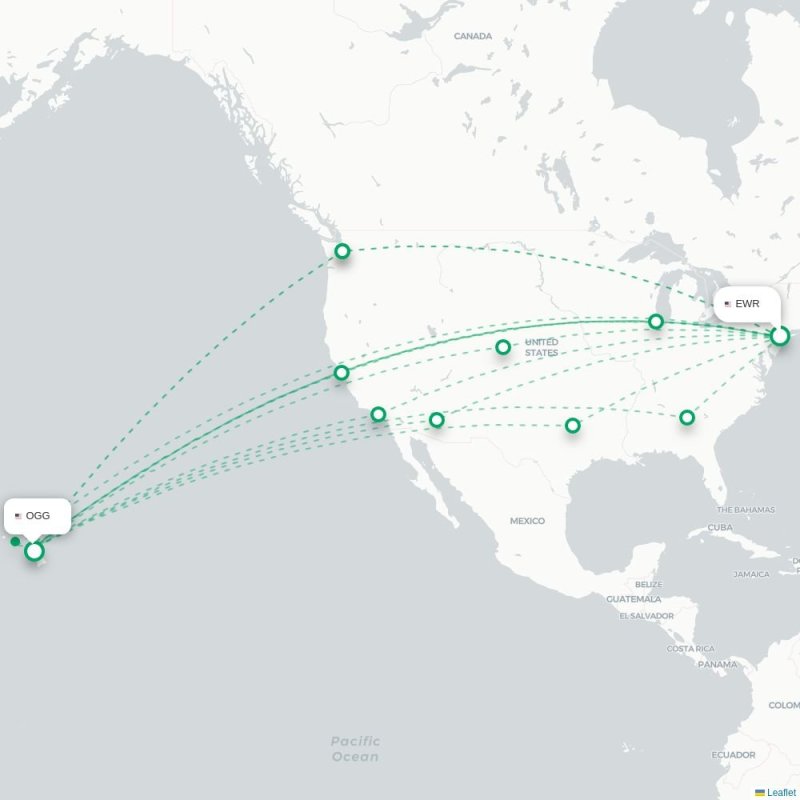 EWR - OGG route map