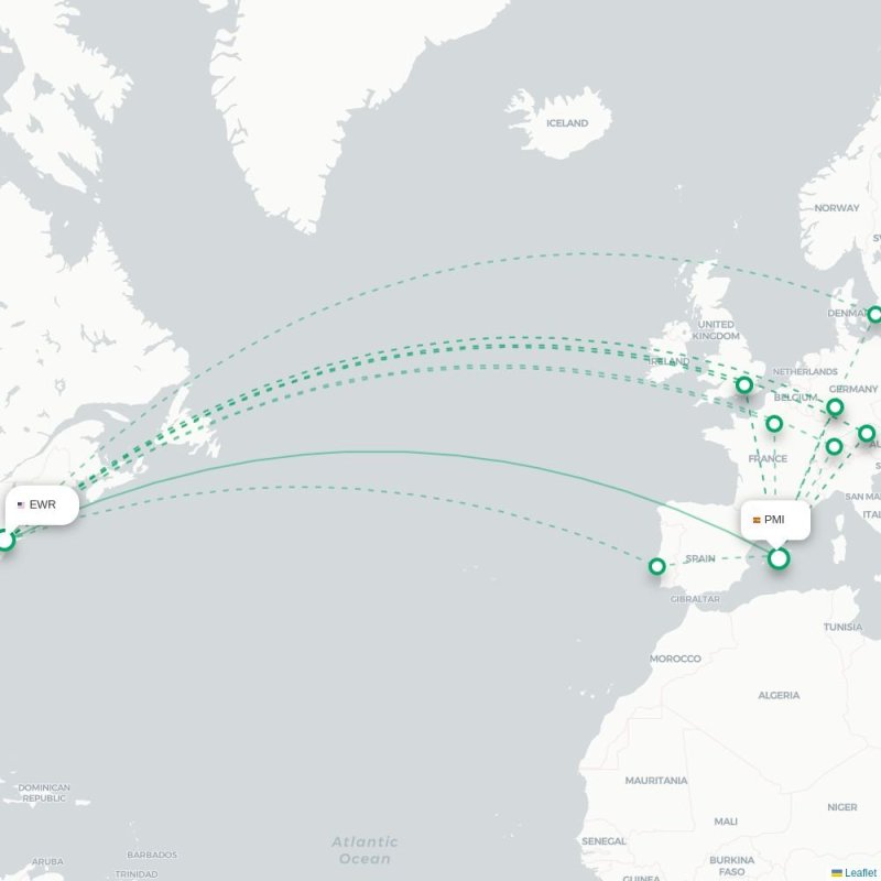 EWR - PMI route map