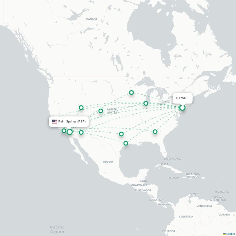 EWR - PSP route map
