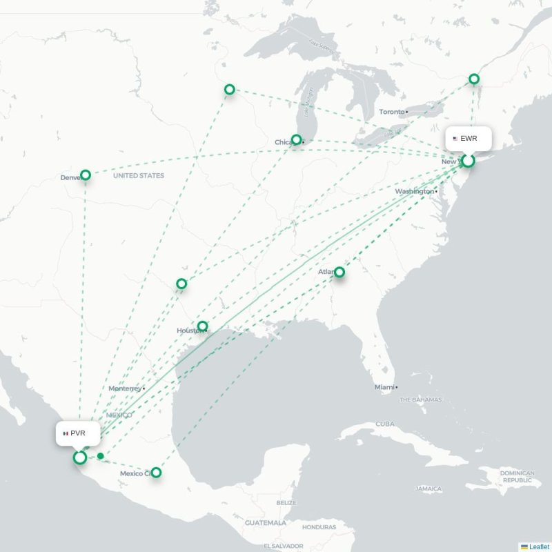 EWR - PVR route map