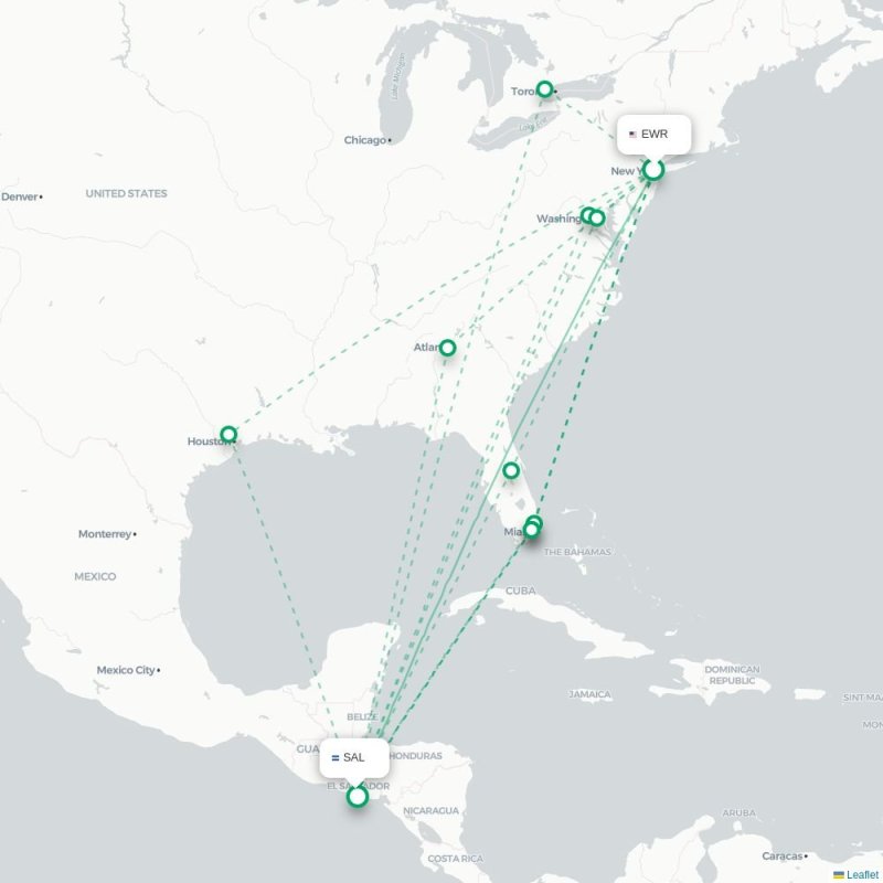 EWR - SAL route map