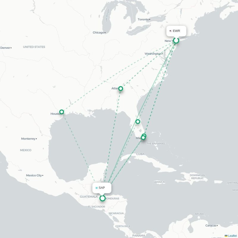 EWR - SAP route map