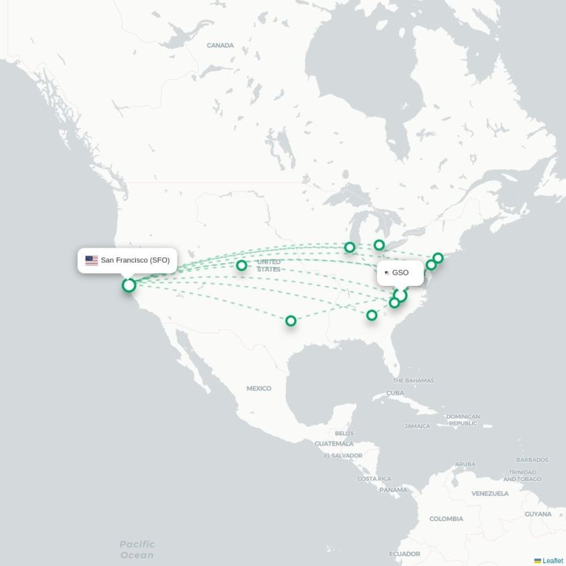 EWR - SFO route map