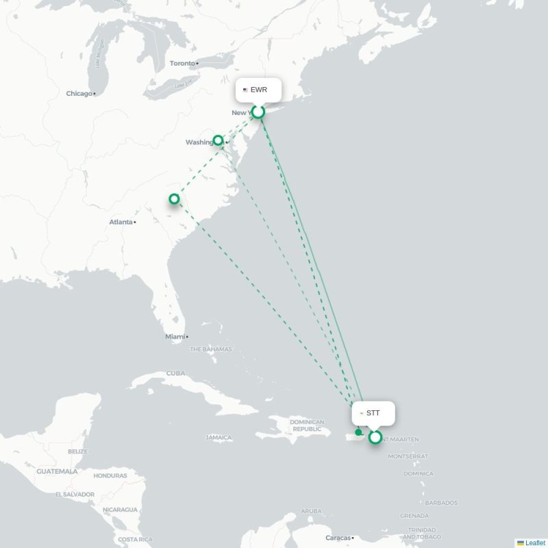 EWR - STT route map