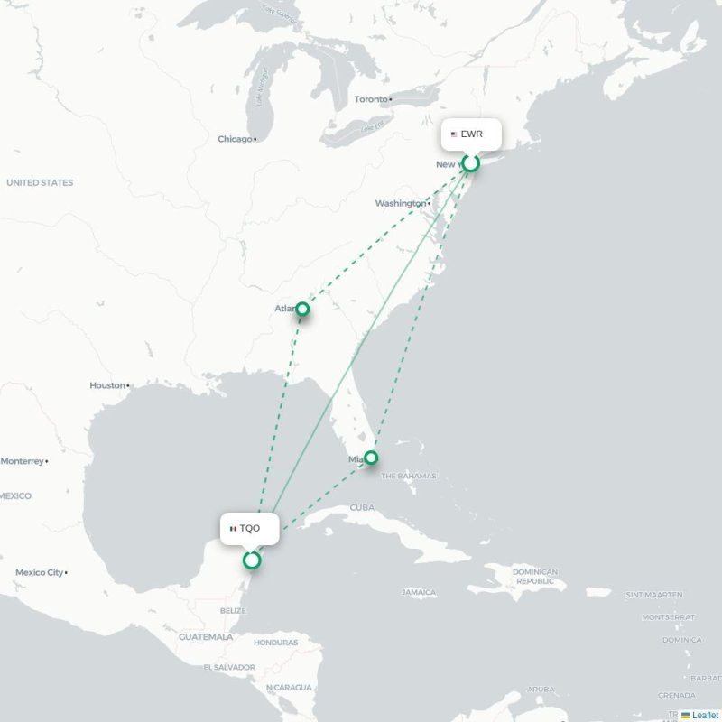 EWR - TQO route map