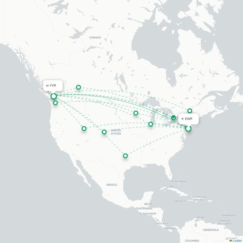 EWR - YVR route map