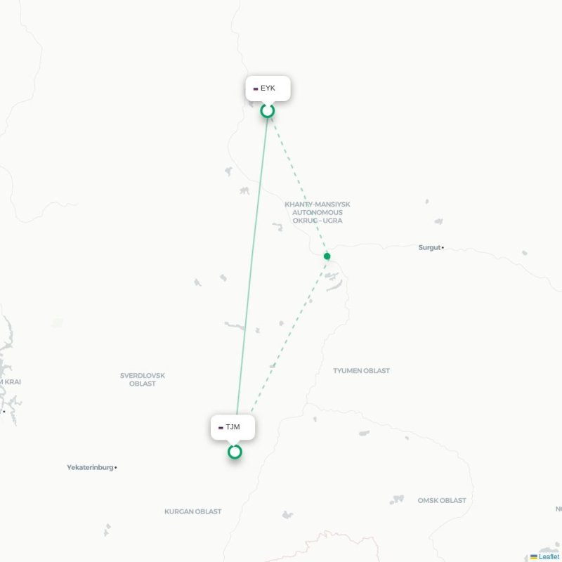 EYK - TJM route map