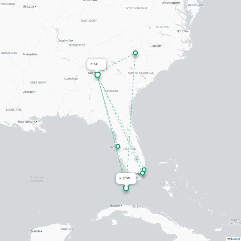 EYW - ATL route map