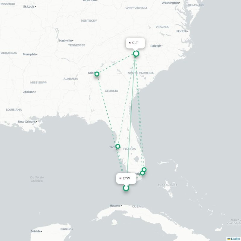 EYW - CLT route map