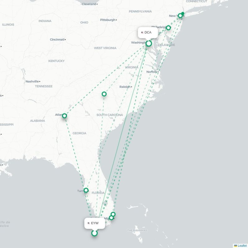 EYW - DCA route map