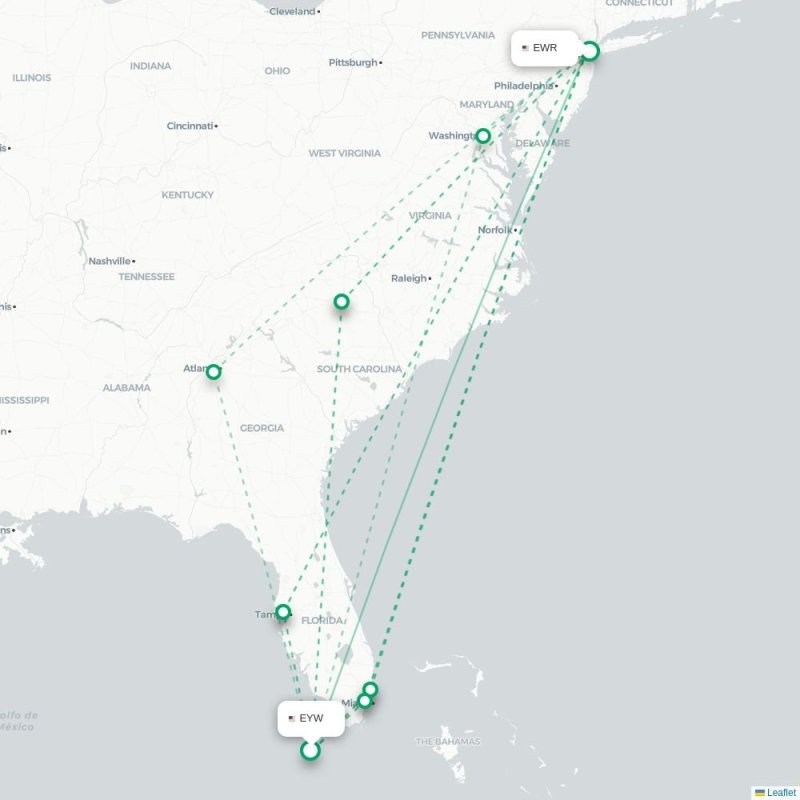EYW - EWR route map