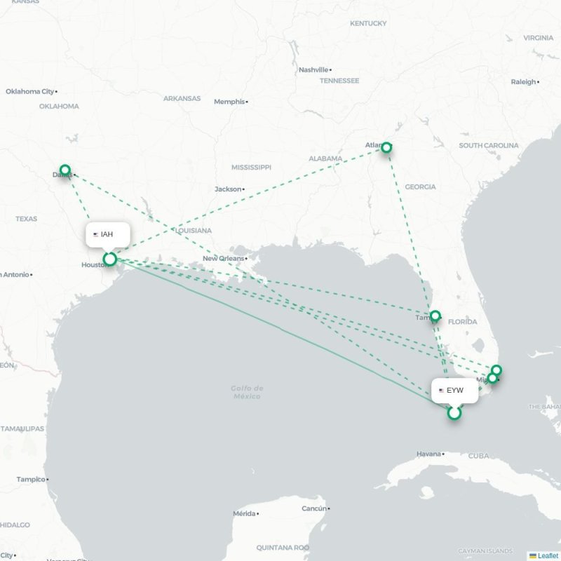 EYW - IAH route map