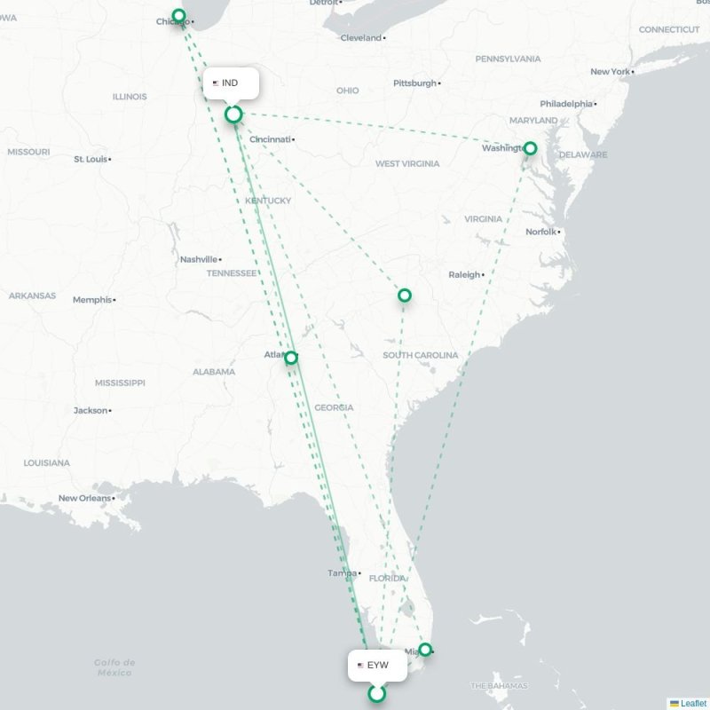 EYW - IND route map