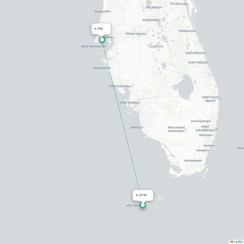 EYW - PIE route map