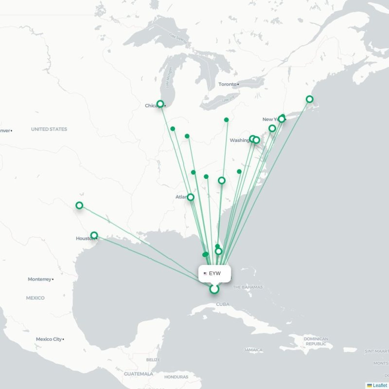 EYW - TYS route map
