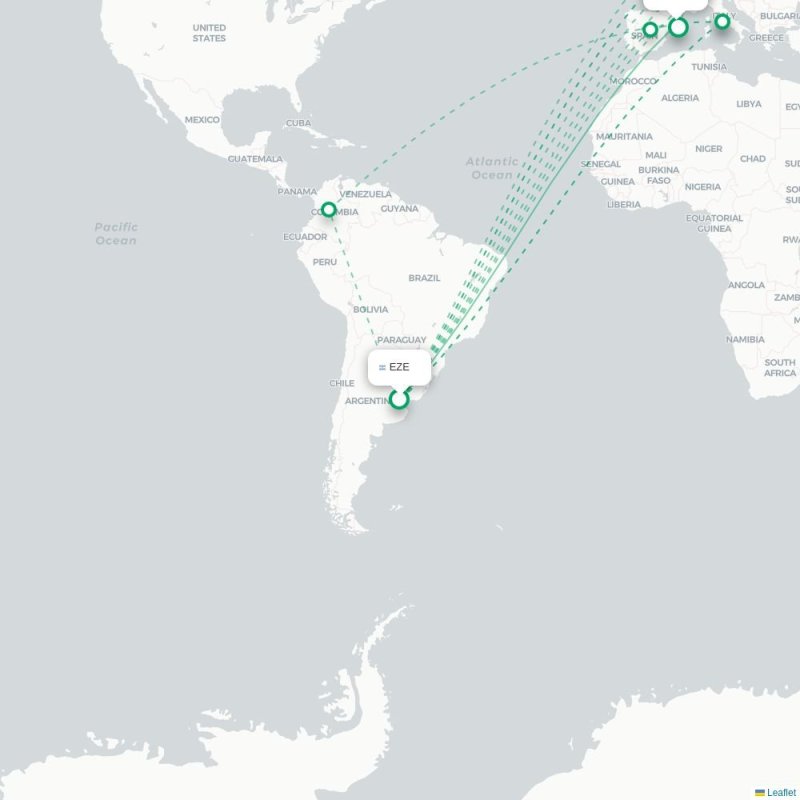 EZE - BCN route map