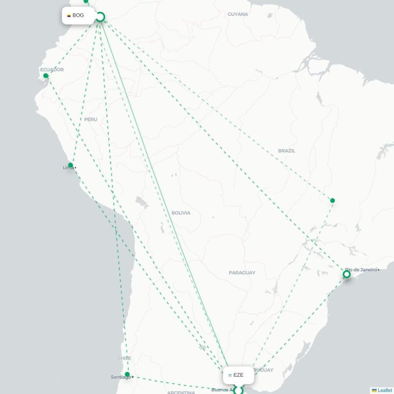 EZE - BOG route map
