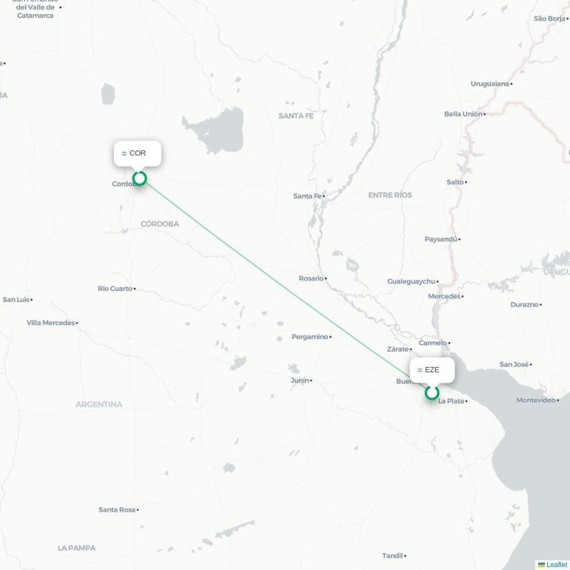 EZE - COR route map