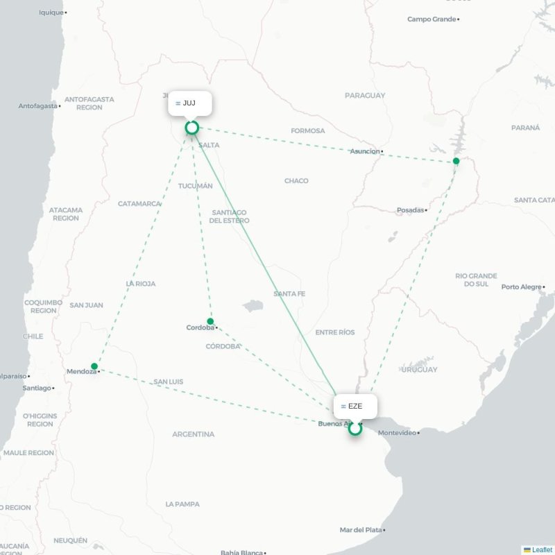 EZE - JUJ route map