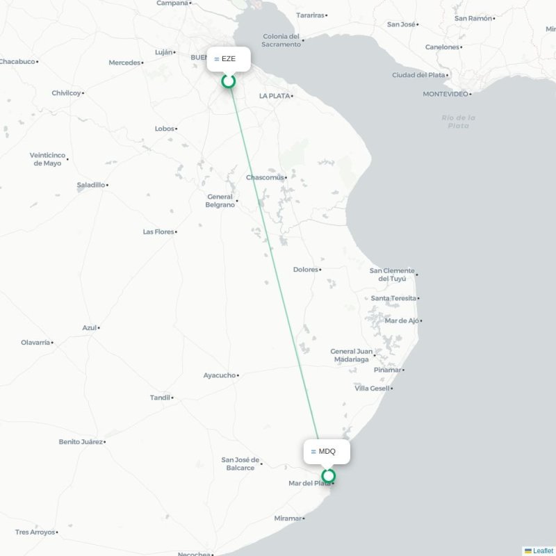 EZE - MDQ route map