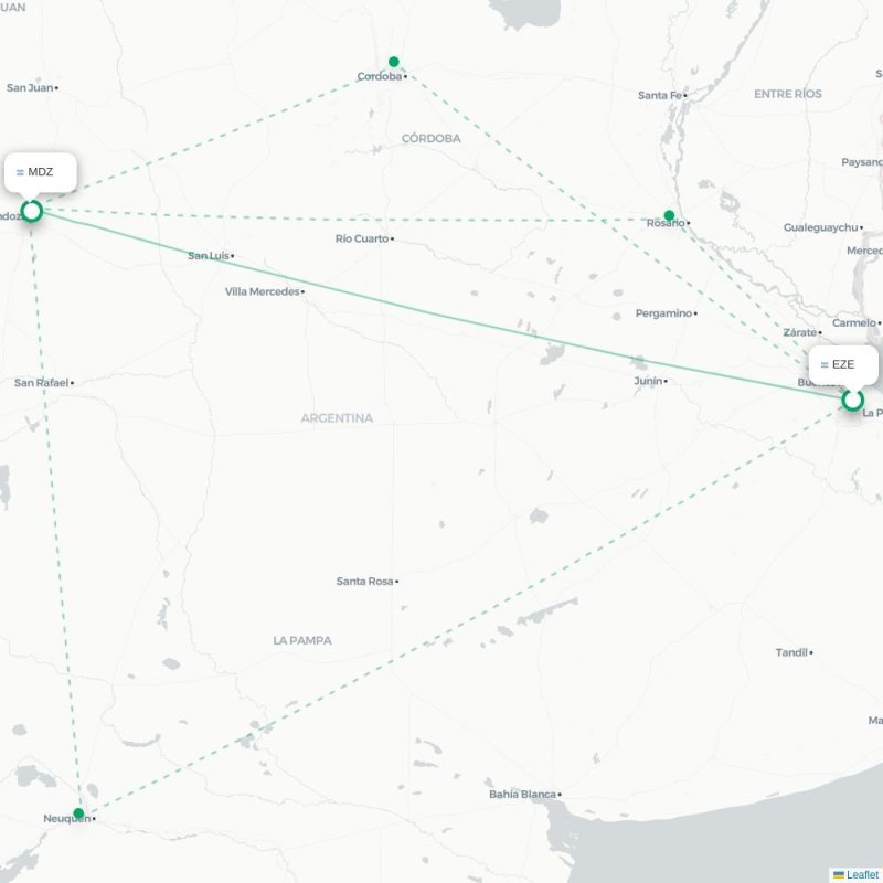 EZE - MDZ route map