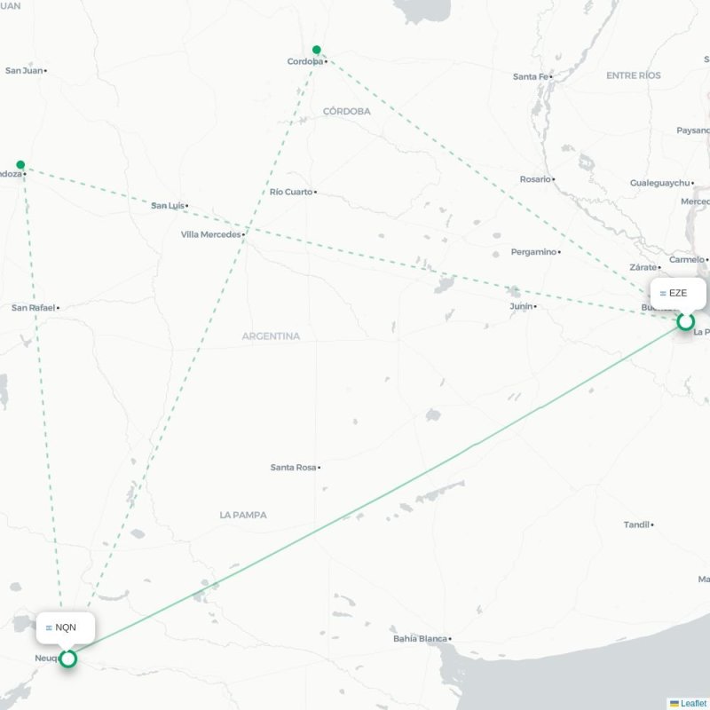EZE - NQN route map