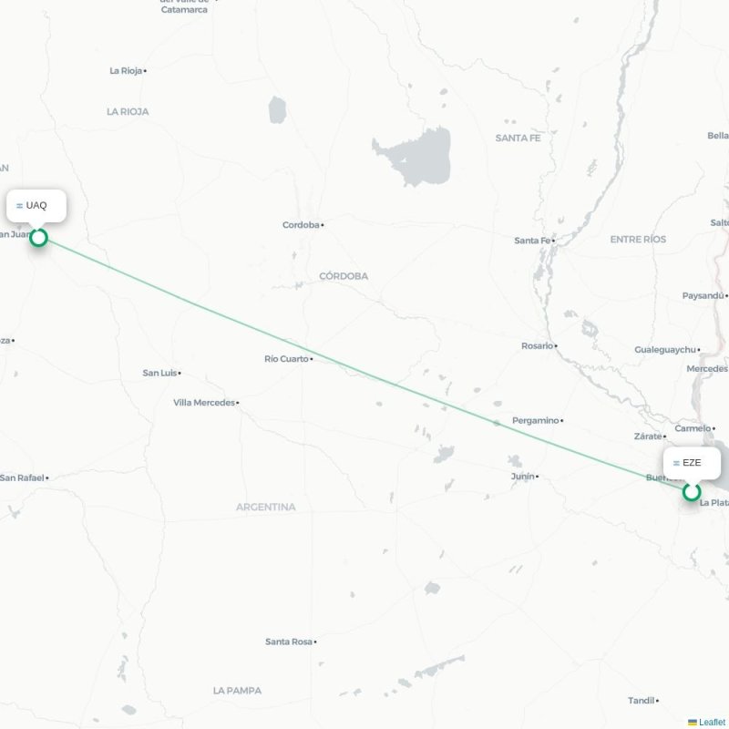 EZE - UAQ route map