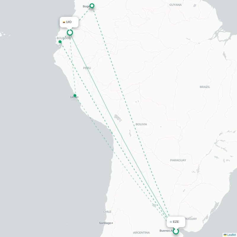 EZE - UIO route map