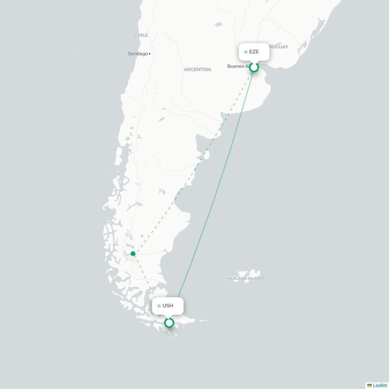 EZE - USH route map