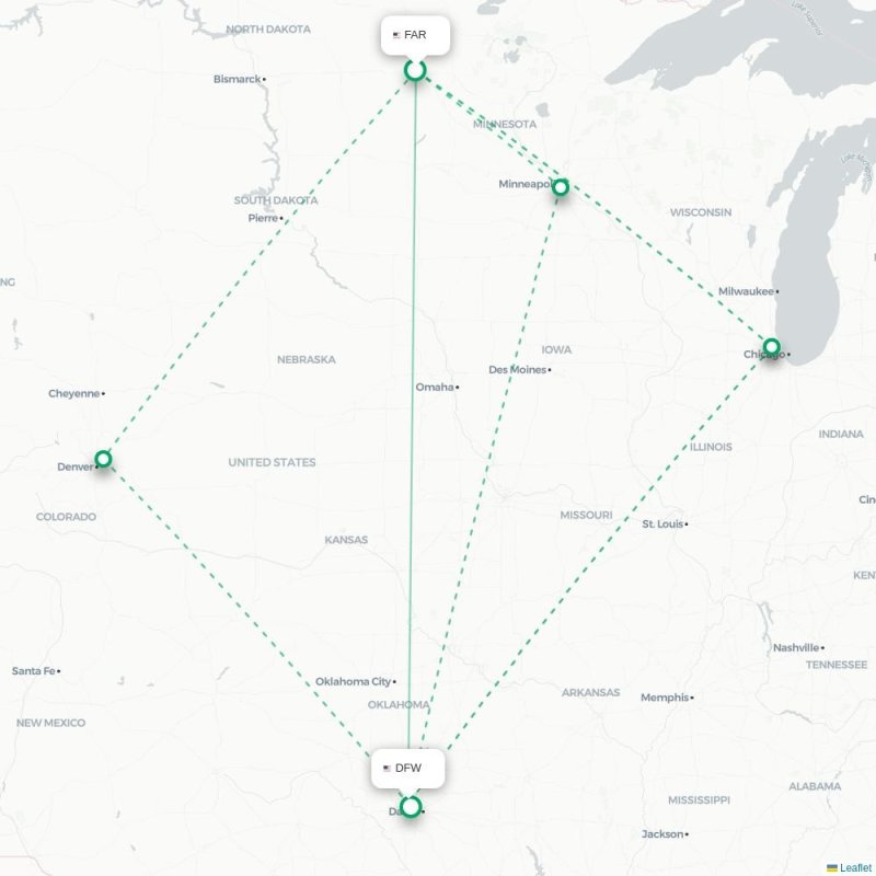 FAR - DFW route map