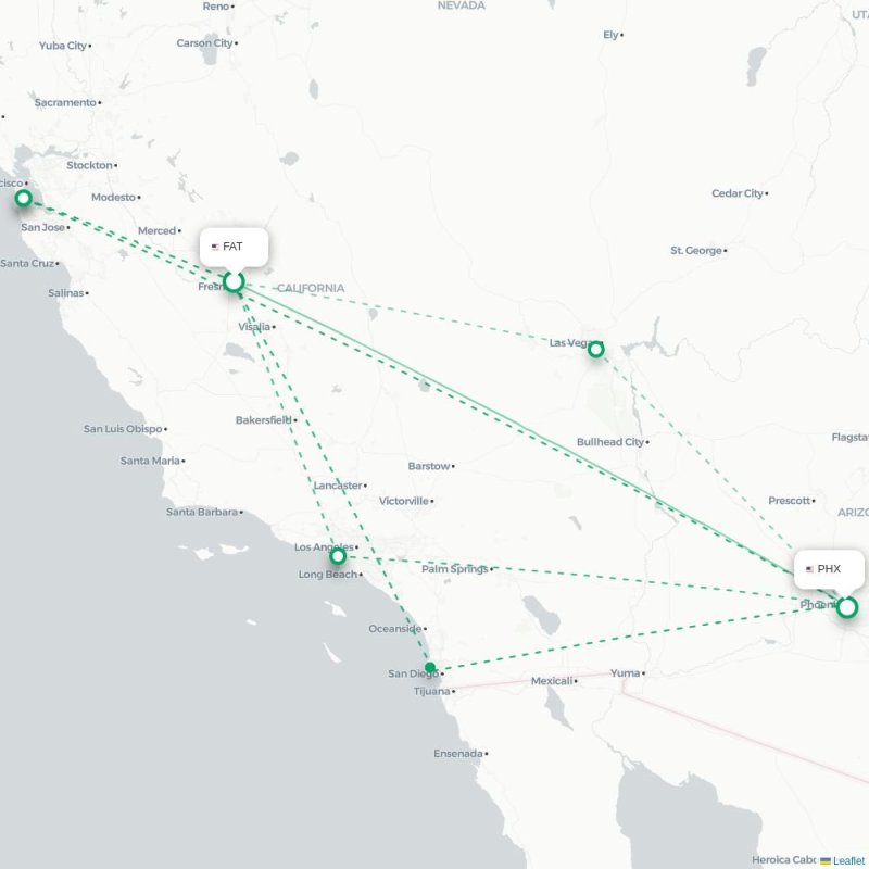 FAT - PHX route map