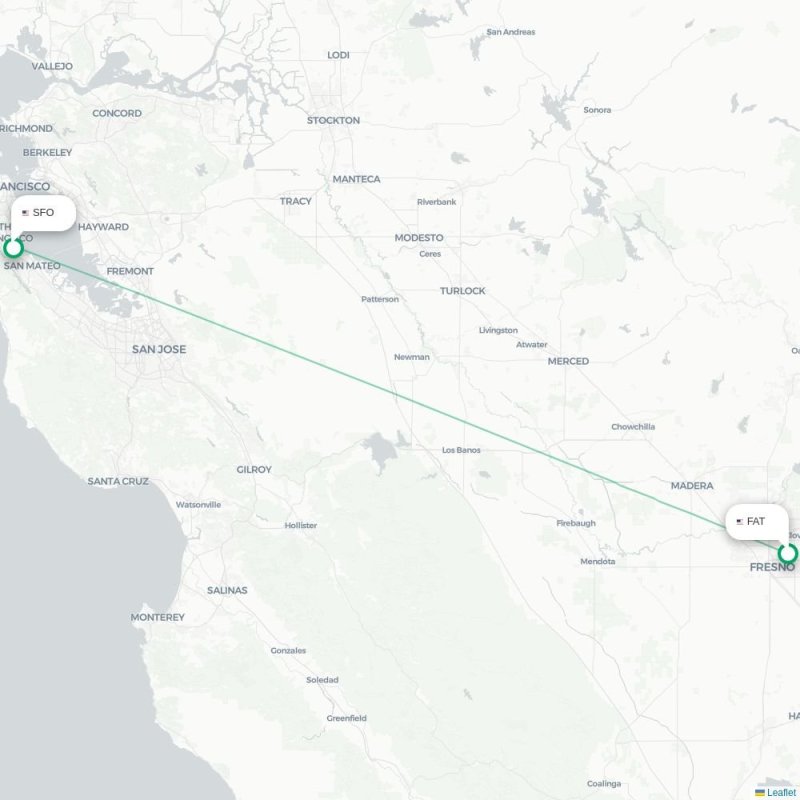 FAT - SFO route map