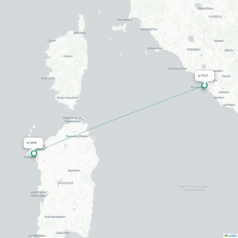 FCO - AHO route map