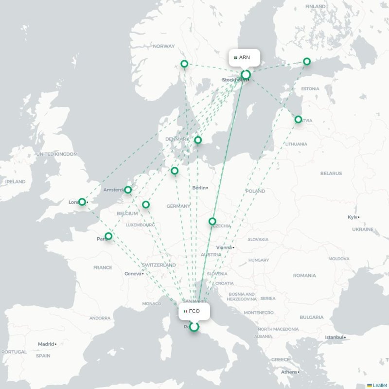 FCO - ARN route map