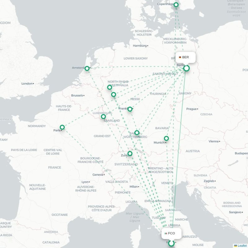 FCO - BER route map