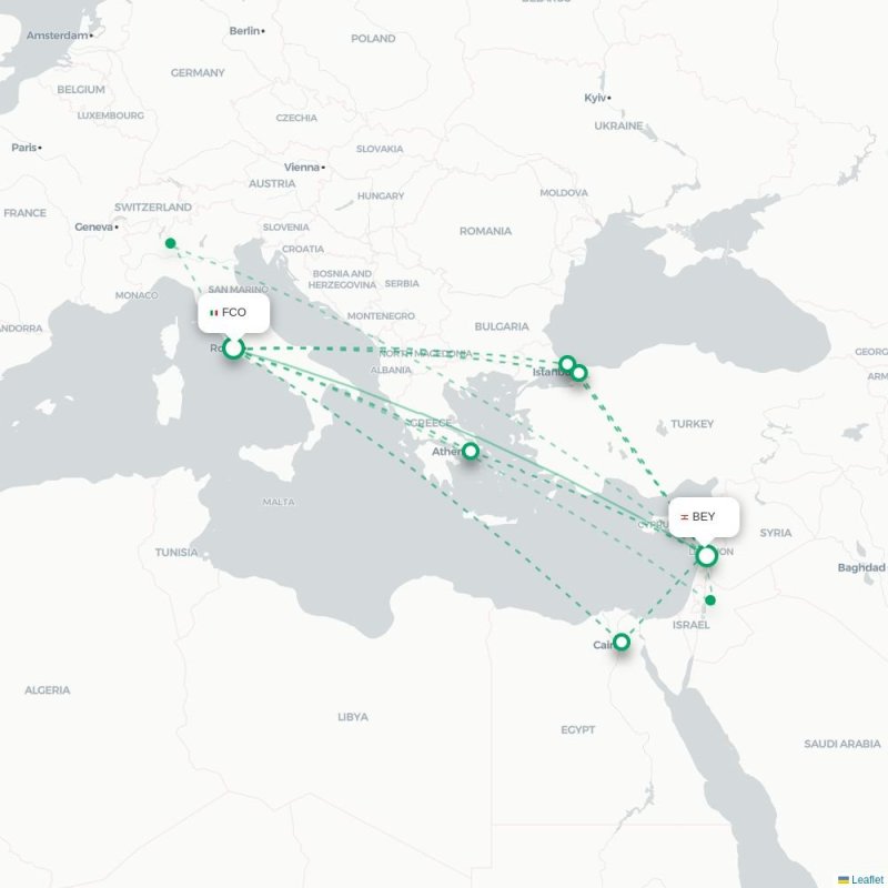 FCO - BEY route map