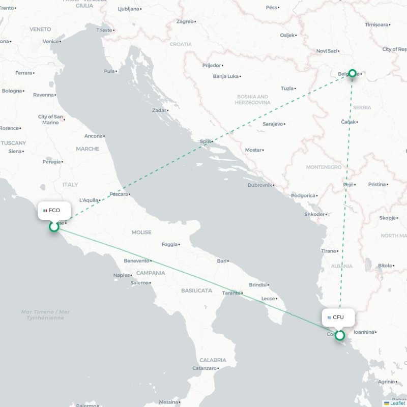 FCO - CFU route map