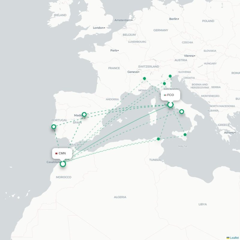 FCO - CMN route map