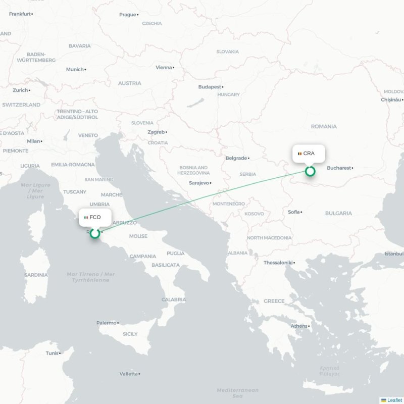FCO - CRA route map