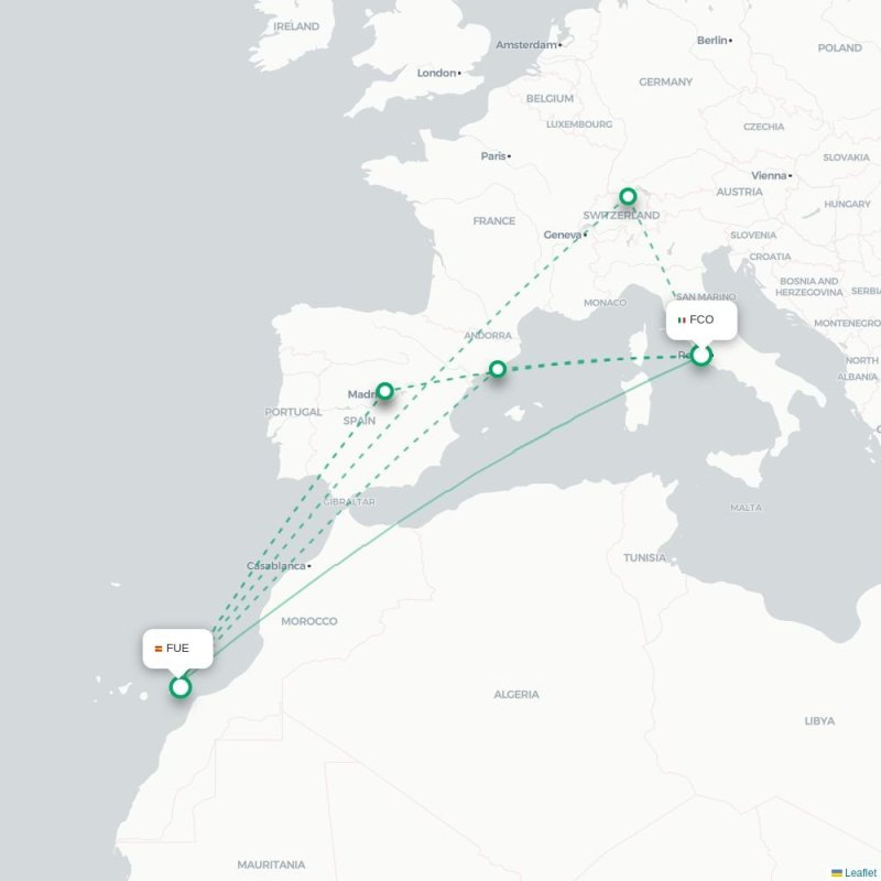 FCO - FUE route map