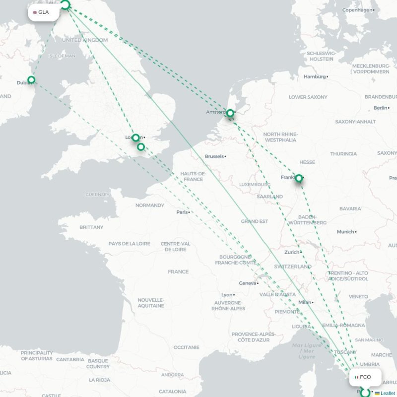 FCO - GLA route map