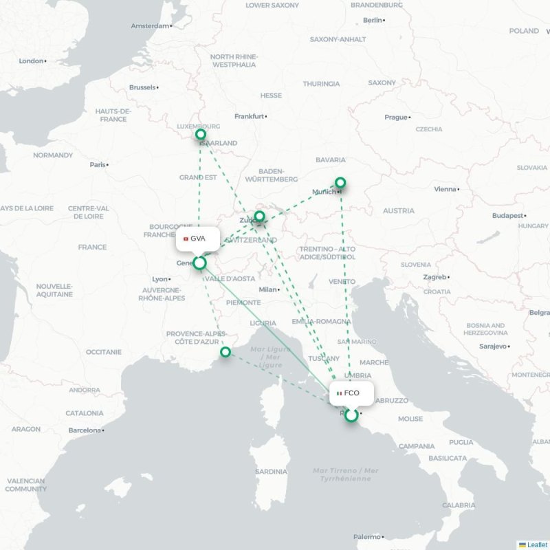 FCO - GVA route map