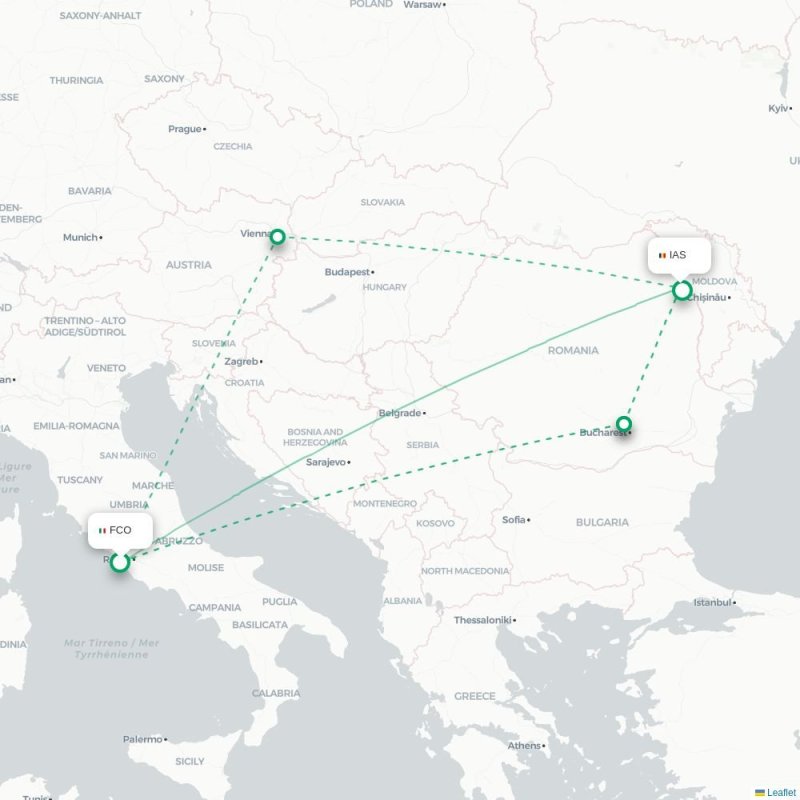 FCO - IAS route map