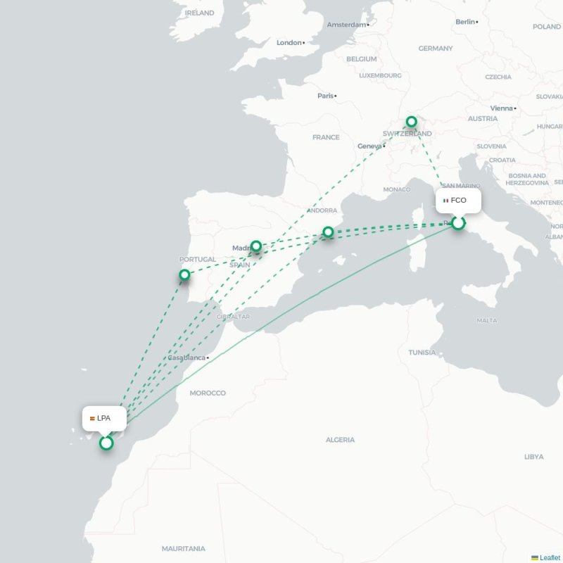 FCO - LPA route map