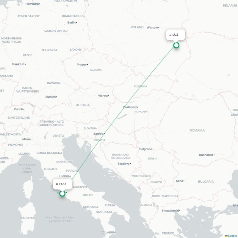 FCO - LUZ route map