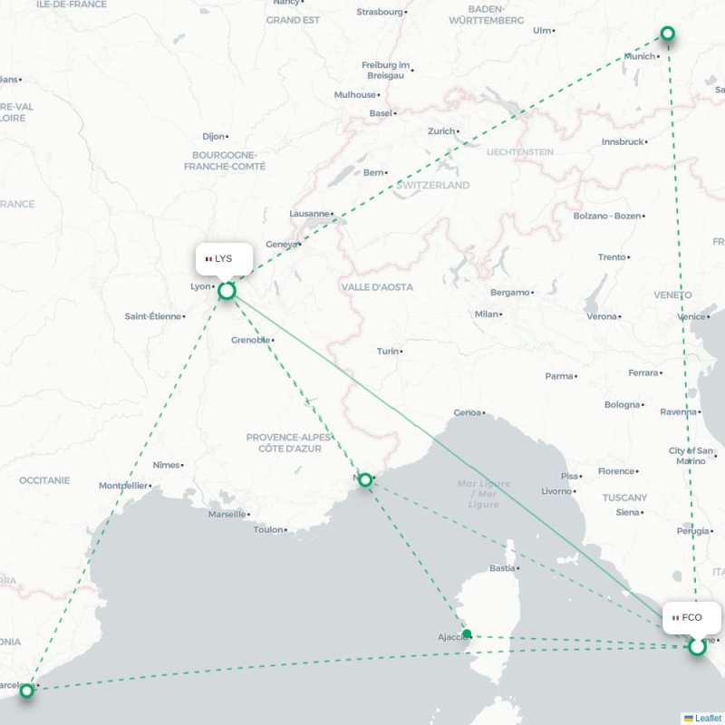 FCO - LYS route map