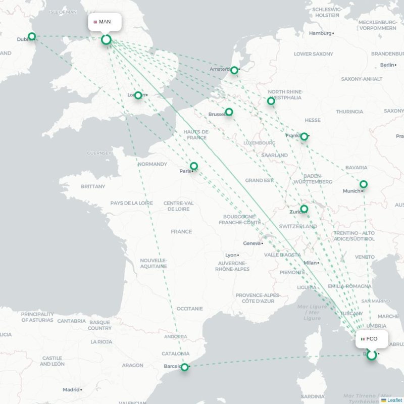 FCO - MAN route map